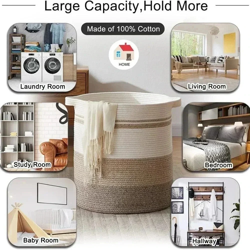 Lux Laundry Baskets Hamper with Handles,Decorative Basket for Living room,Woven